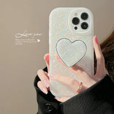 Glitter Shell Love Heart Holder Case For iPhone Dreamy Acrylic Soft Bumper